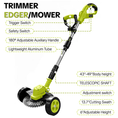 3 In 1 Cordless Grass Trimmer, Weed Eater and Edger