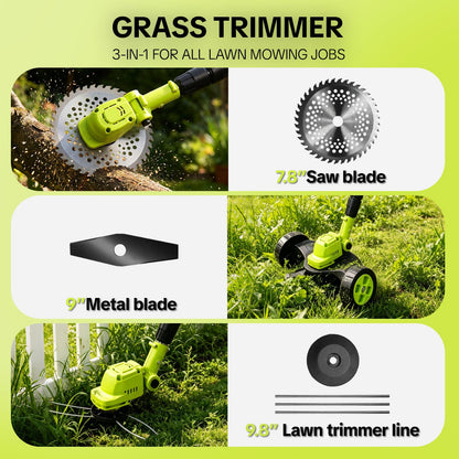 3 In 1 Cordless Grass Trimmer, Weed Eater and Edger