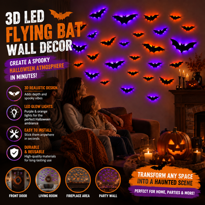 Faventina™ GlowBats — 3D LED Halloween Wall Decor