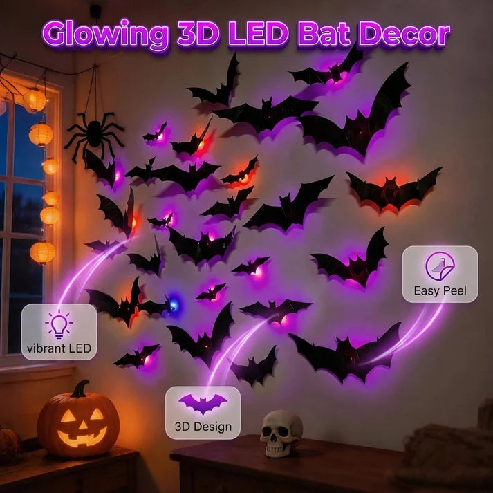 Faventina™ GlowBats — 3D LED Halloween Wall Decor