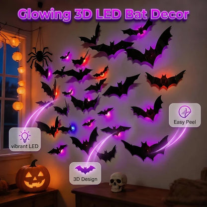Faventina™ GlowBats — 3D LED Halloween Wall Decor
