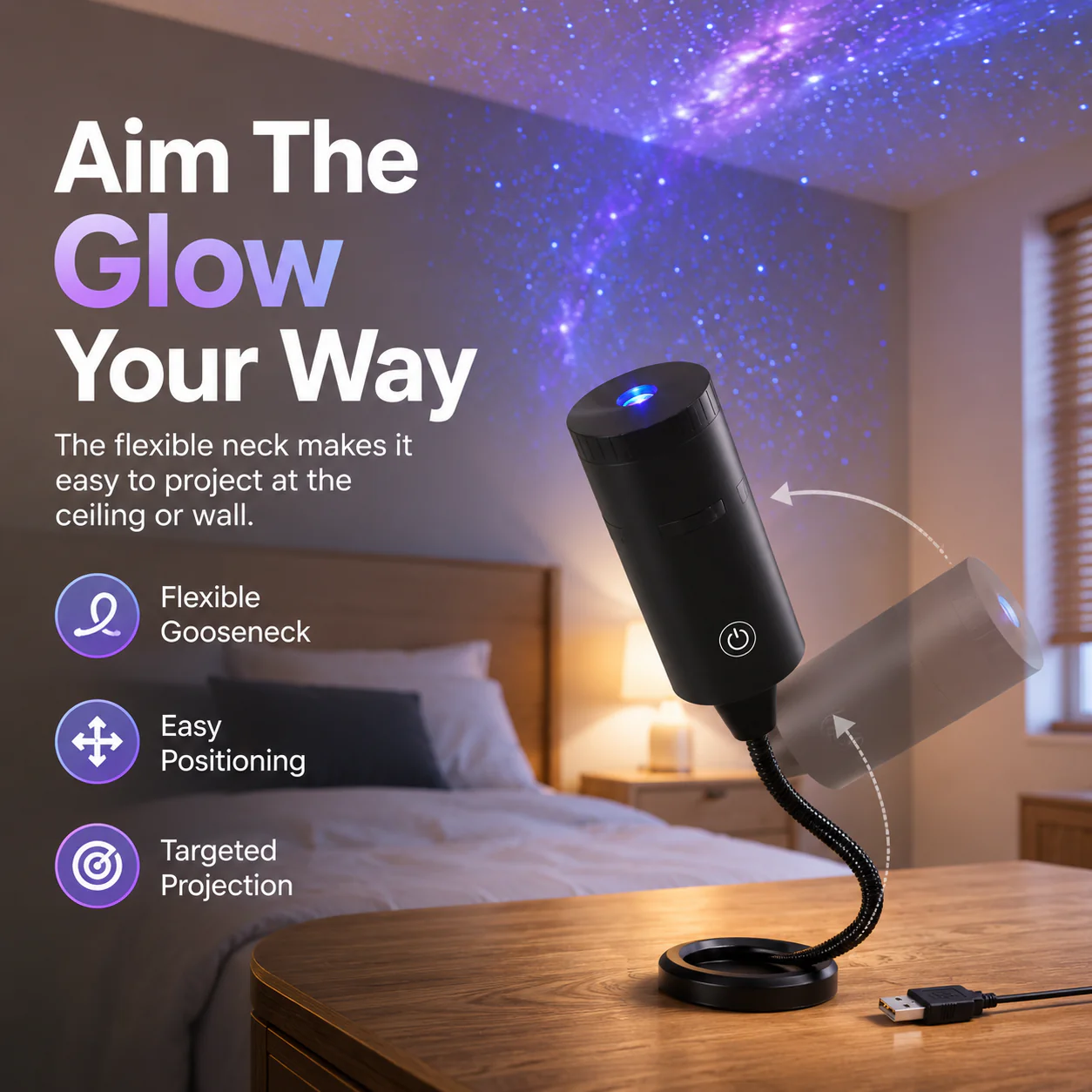 Faventina™ Plug-&-Play HD Star Projector – 11 Galaxy, Butterfly & Ocean Scenes