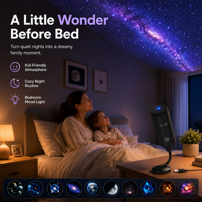 Faventina™ Plug-&-Play HD Star Projector – 11 Galaxy, Butterfly & Ocean Scenes